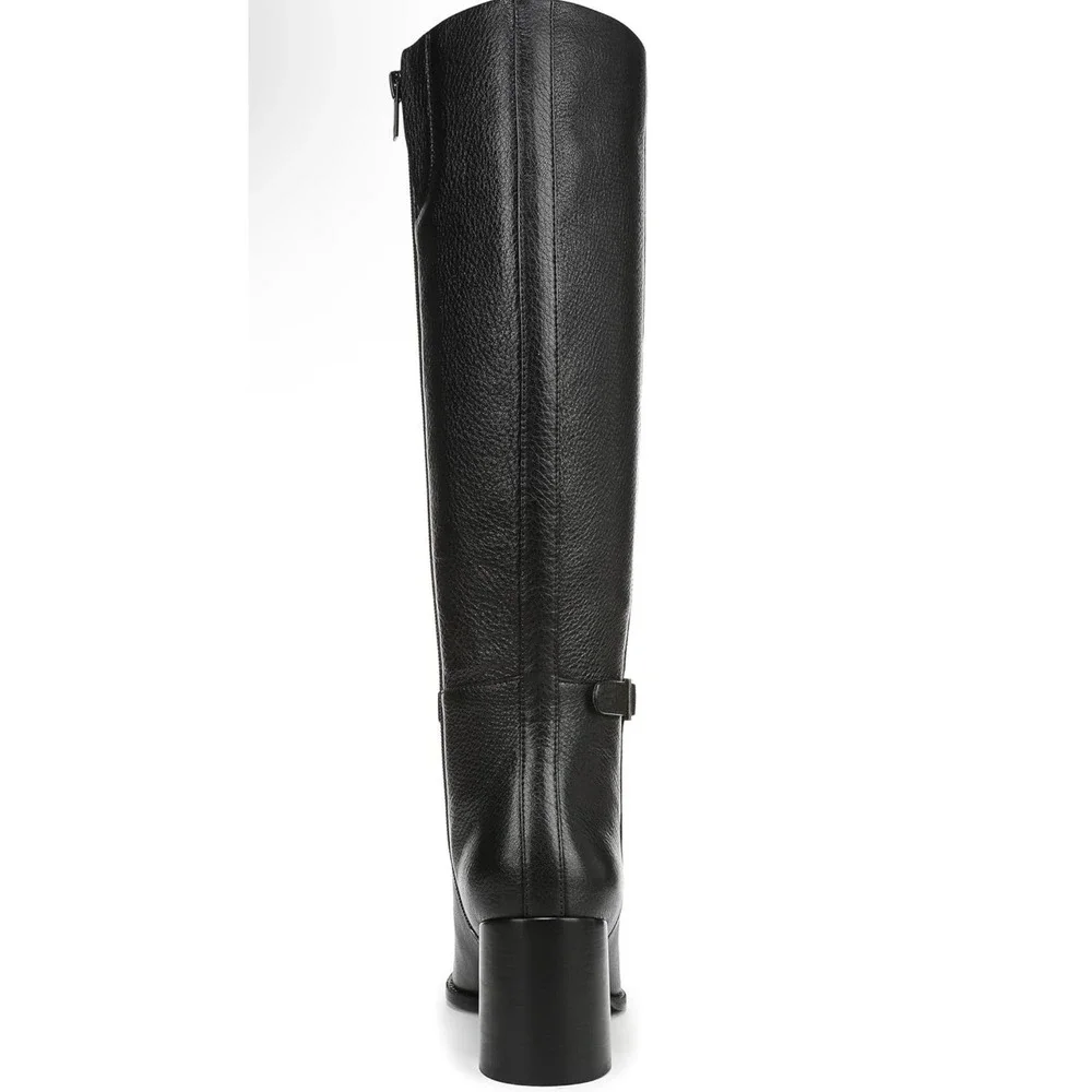 Vionic Valora Wide Calf Black Leather Tall Knee High Block Heel Boots Womens 7 M
